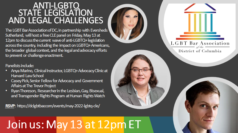 CLE: Anti-LGBTQ State Legislation and Legal Challenges (Hosted by DC LGBT Bar)
