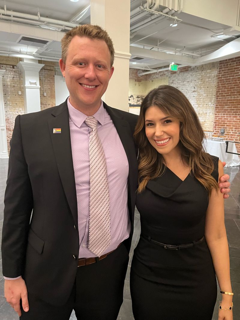 Pictured: OCLBA President Mike Olsen and Young Diverse Lawyer and Keynote Speaker Camille Vasquez, Esq.